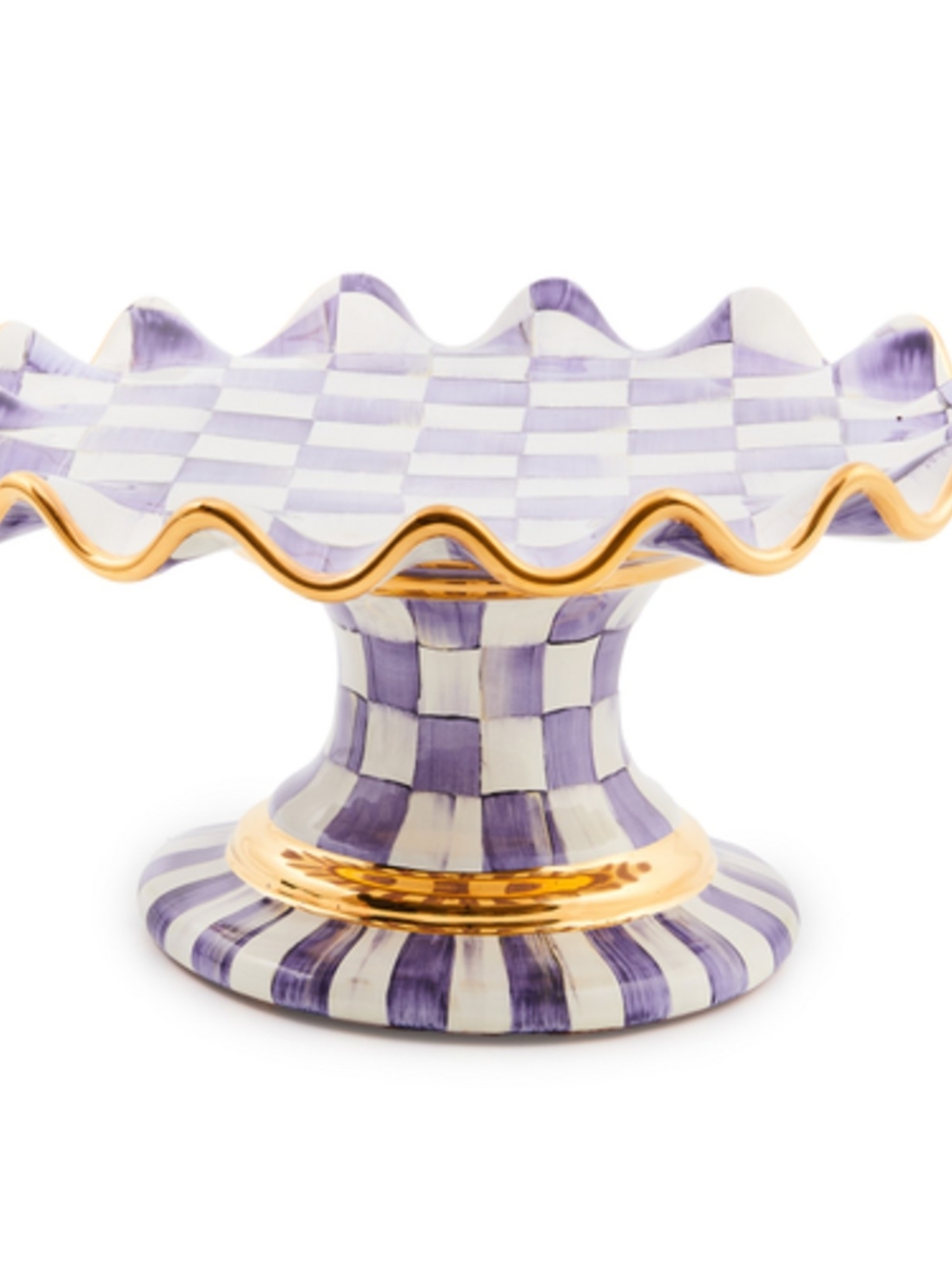 Mackenzie Childs  Violet Flutted Ceramic Cake Stand